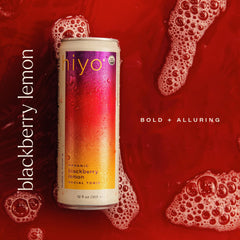 Hiyo calming ingredients like ashwagandha and lemon balm depicted for mindful sipping.