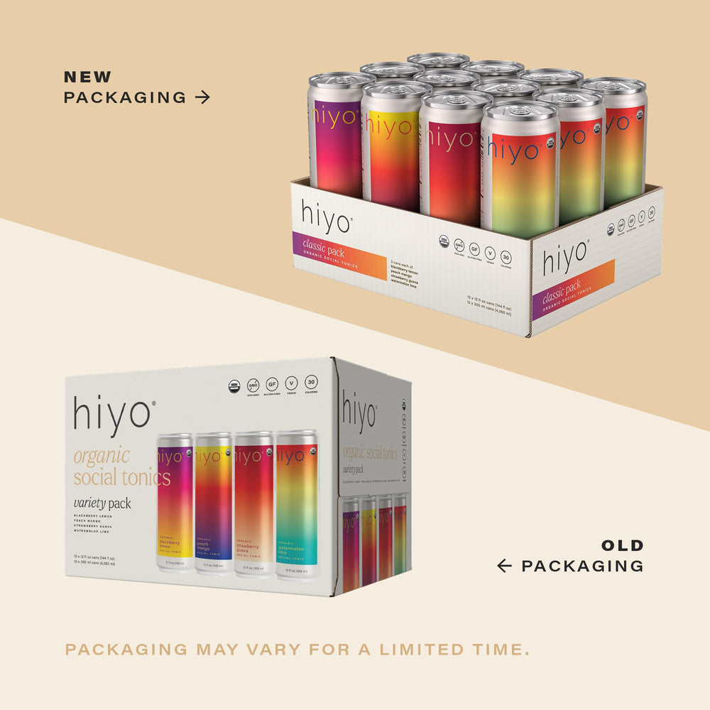HIYO Classic Pack on ice showcasing 12-pack convenience for gatherings.