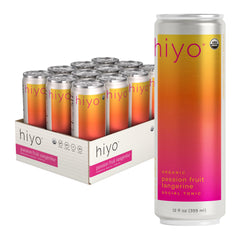 Hiyo Organic Social Tonic can with passion fruit and tangerine aroma for a tropical flavor lift.