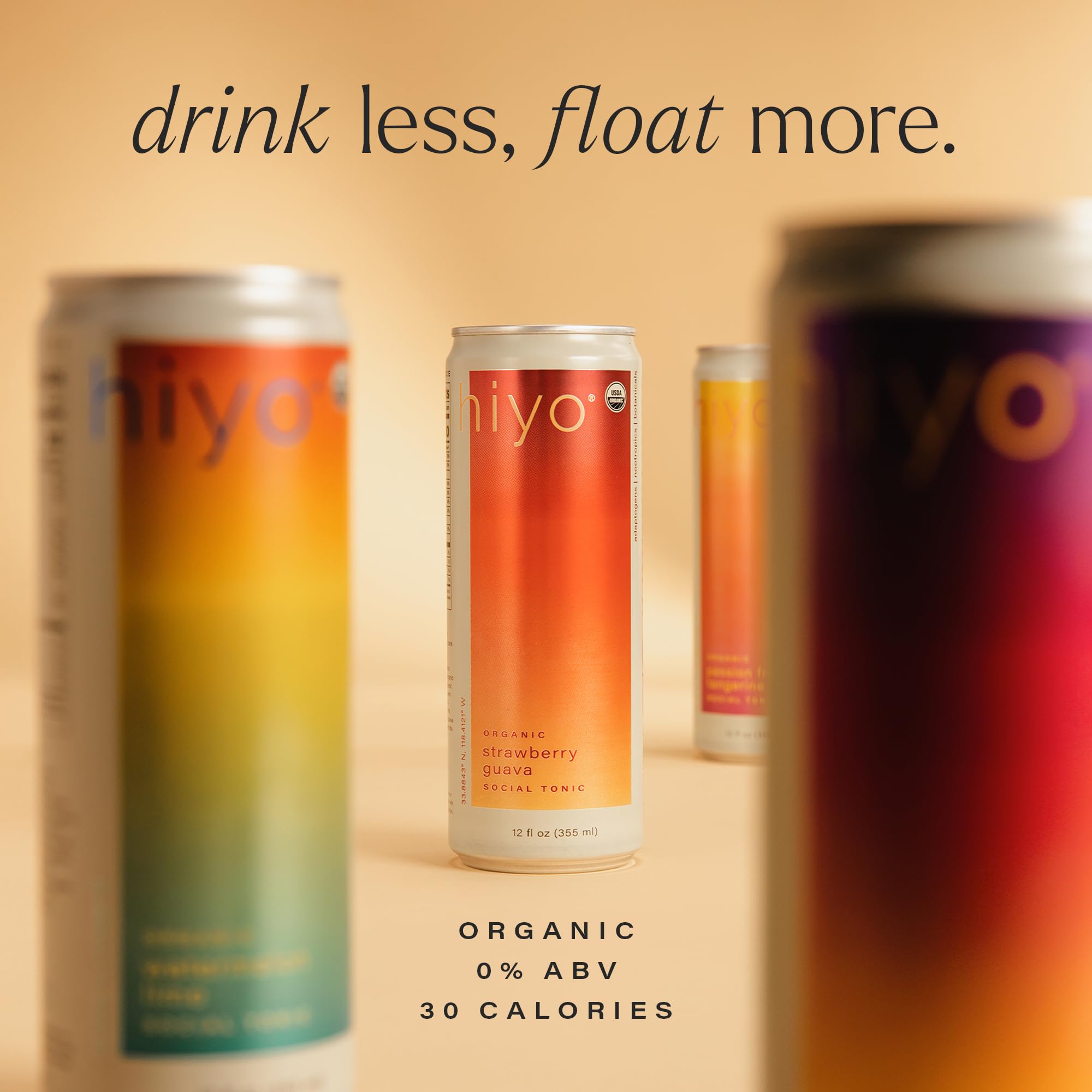 HIYO Peach Mango Social Tonic pour provides refreshing zero alkohol sip with calm focus