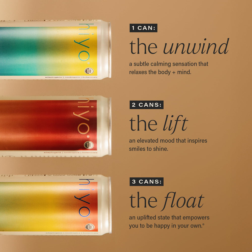 Close-up of HIYO label highlighting organic ingredients for mindful sipping