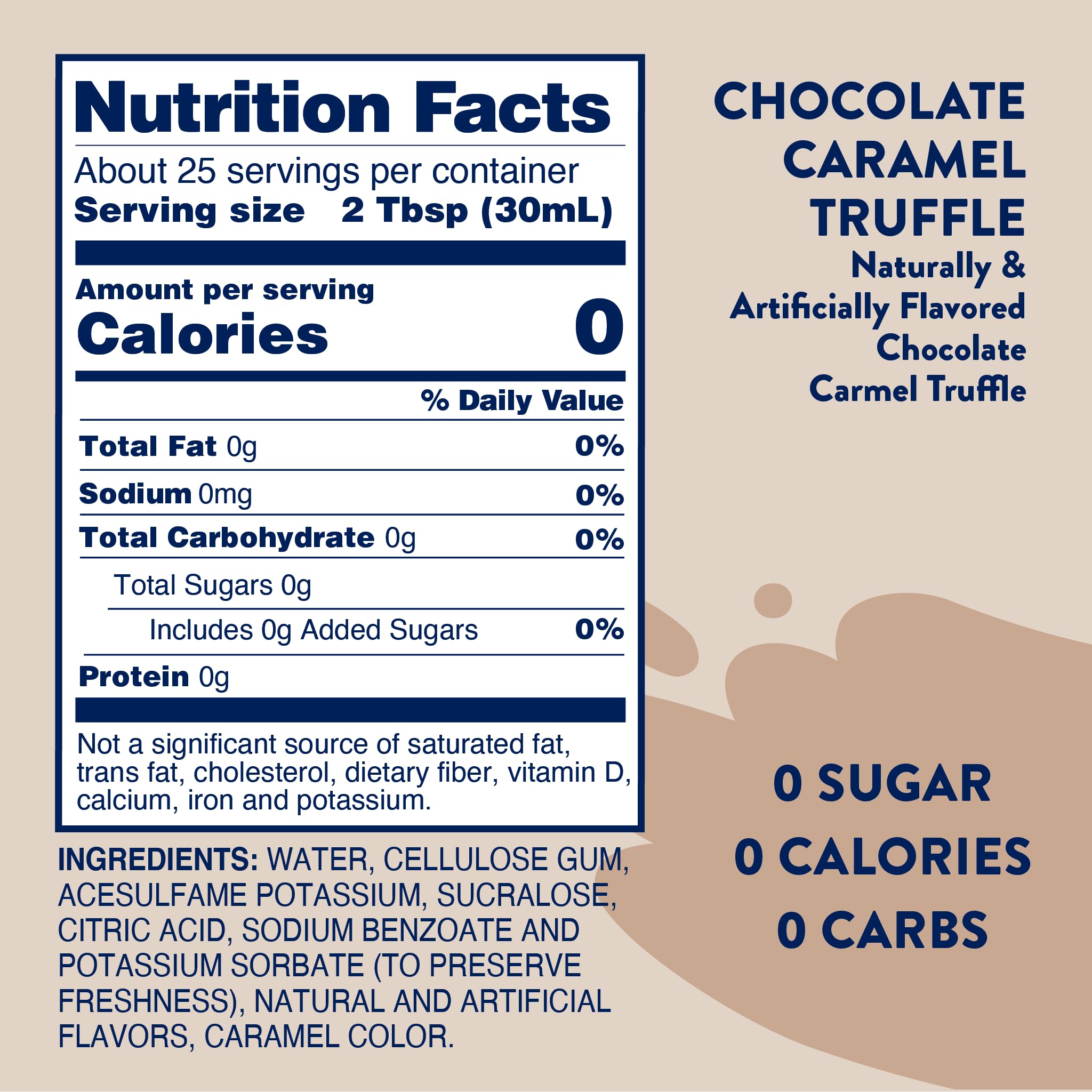 HJZWTS Jordans Skinny Syrups Chocolate Caramel Truffle bottle elevates desserts with sugar-free sweetness