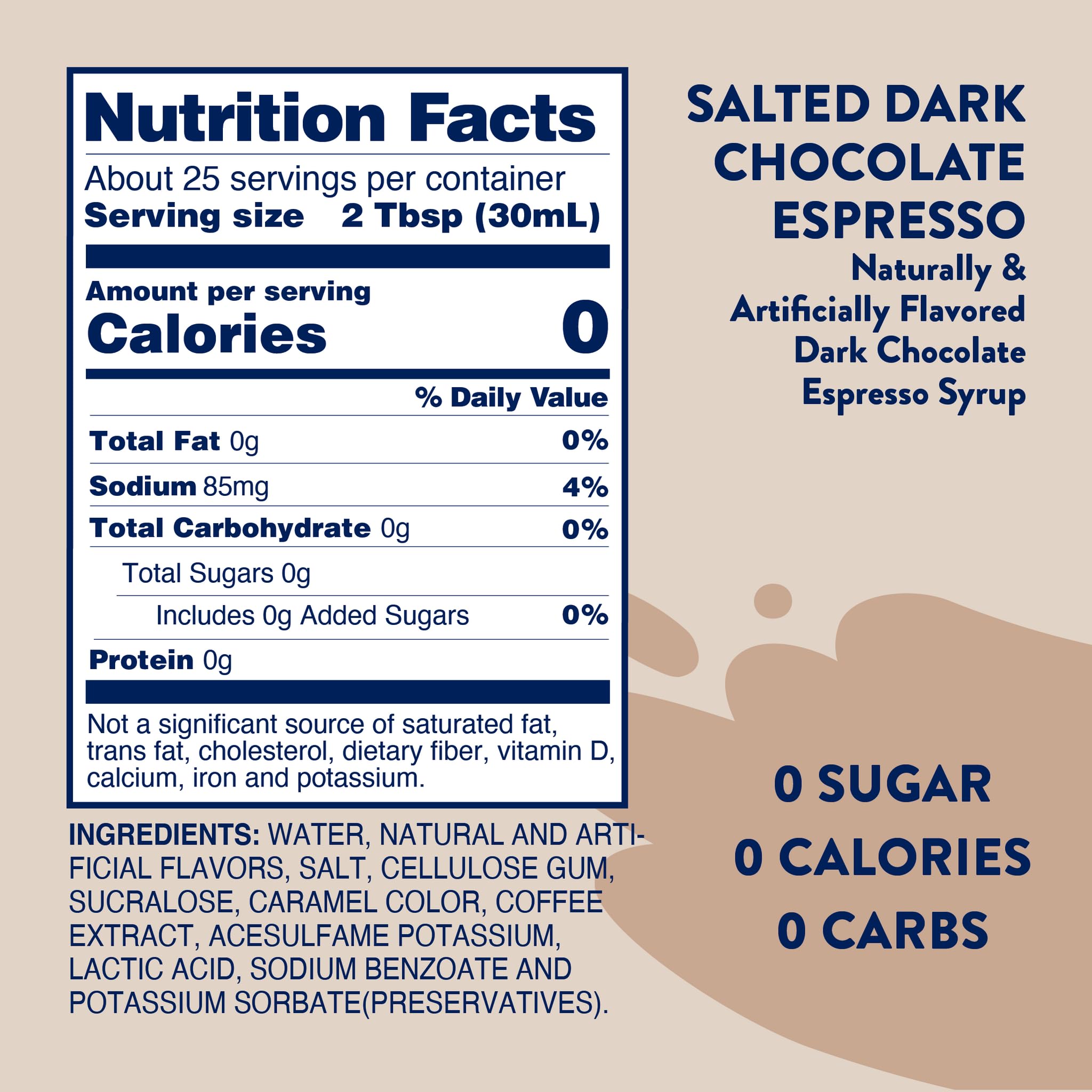 HJZWTS Jordans Skinny Syrups Salted Dark Chocolate Espresso pour enhances coffee drinks sugar-free