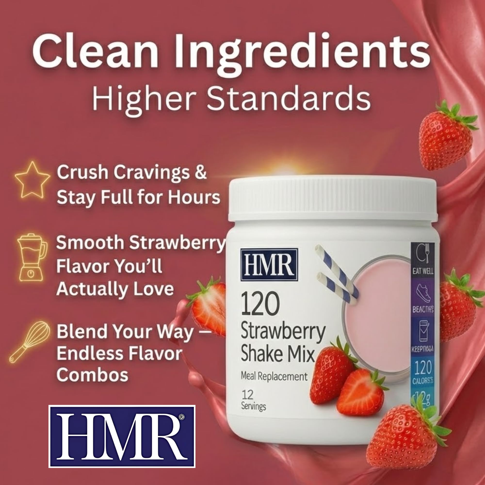 HMR 120 Shake strawberry scoop with powder for precise servings.