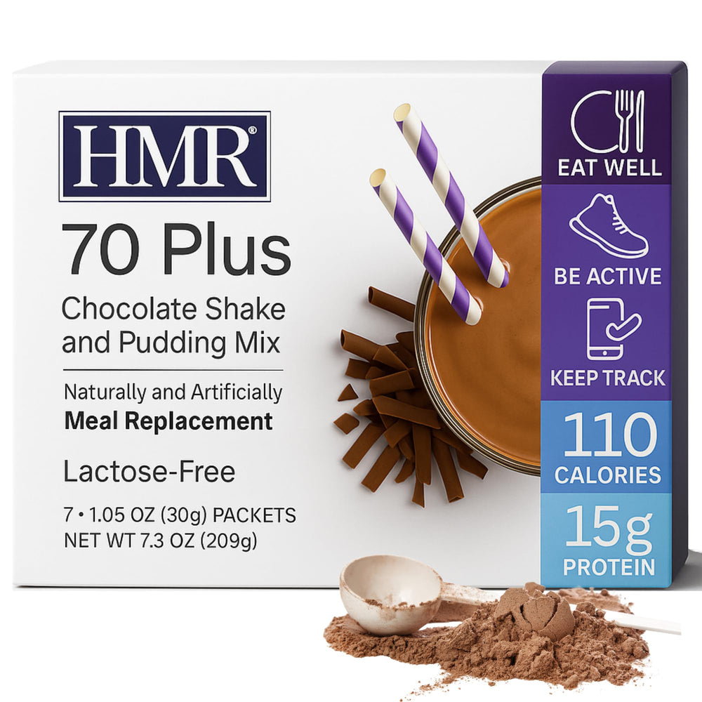 HMR 70 Plus label close-up shows lactose-free protein option