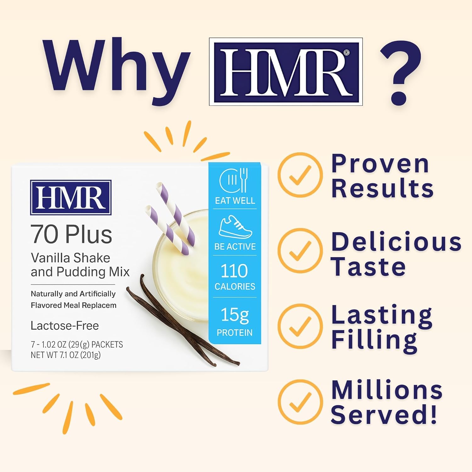 HMR 70 Plus single-serve packets on a desk for easy on-the-go meals