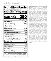 HMR beef stroganoff with 8oz serving for portion-controlled meals.