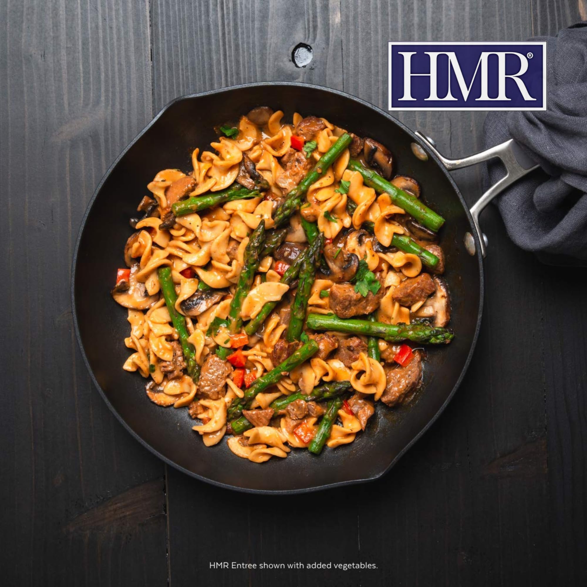 HMR cream sauce over beef and mushrooms, savory.
