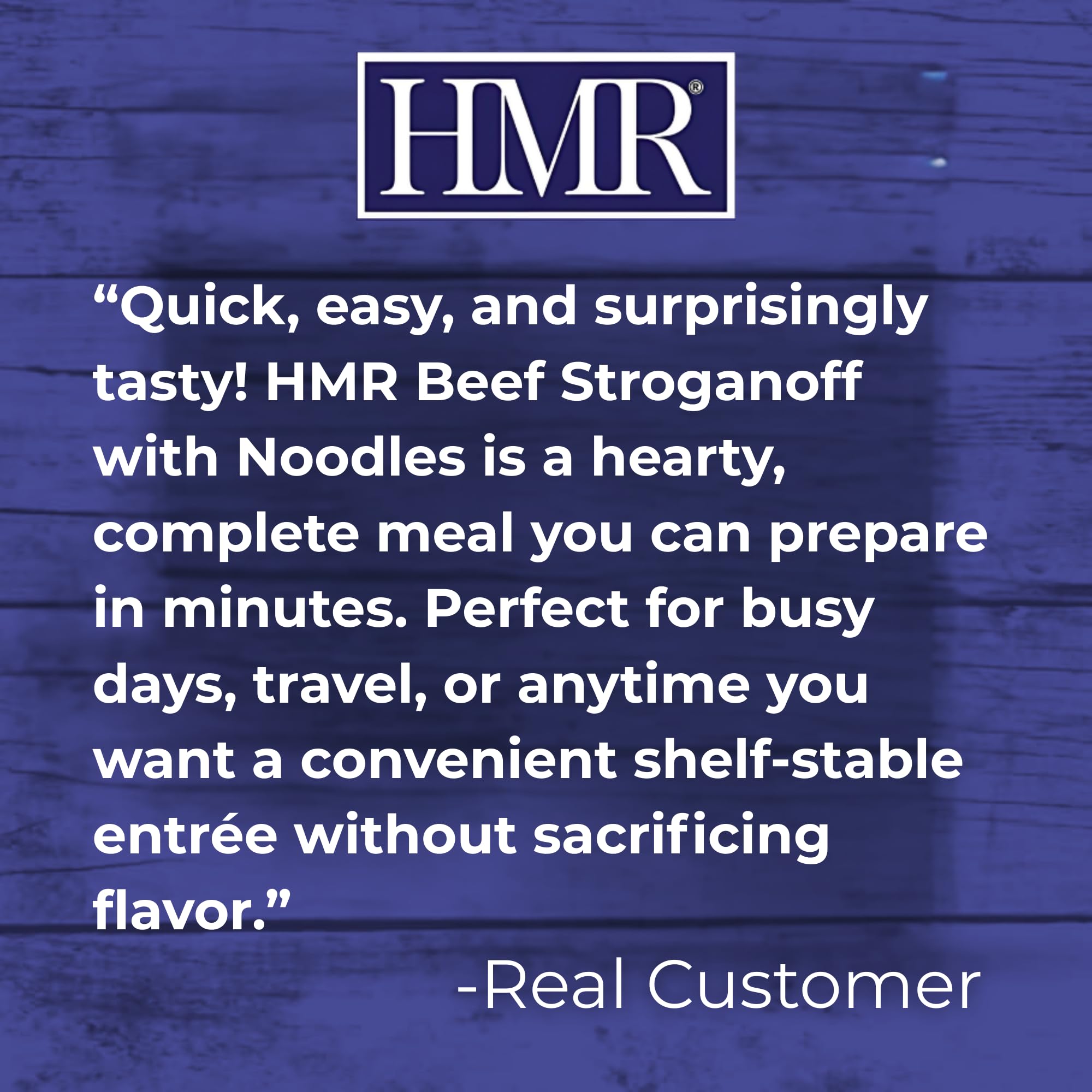 HMR shelf-stable entrée, ideal for pantry or travel.