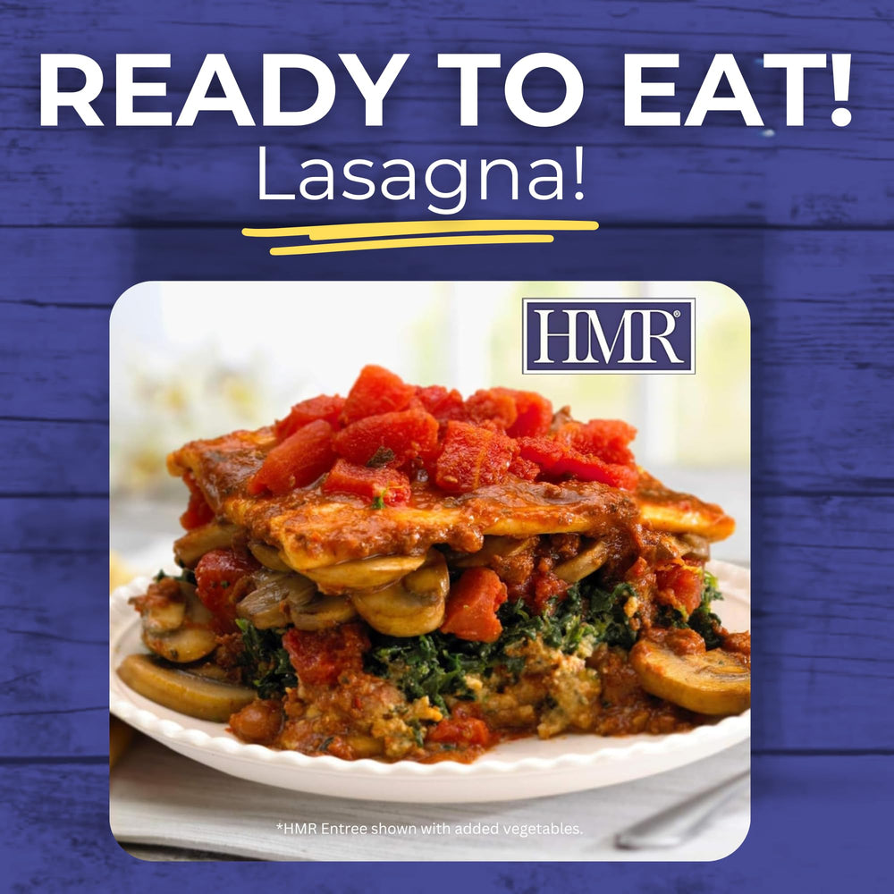 HMR Lasagna shelf-stable pack, take-it-anywhere dinner option for weight-conscious meals.