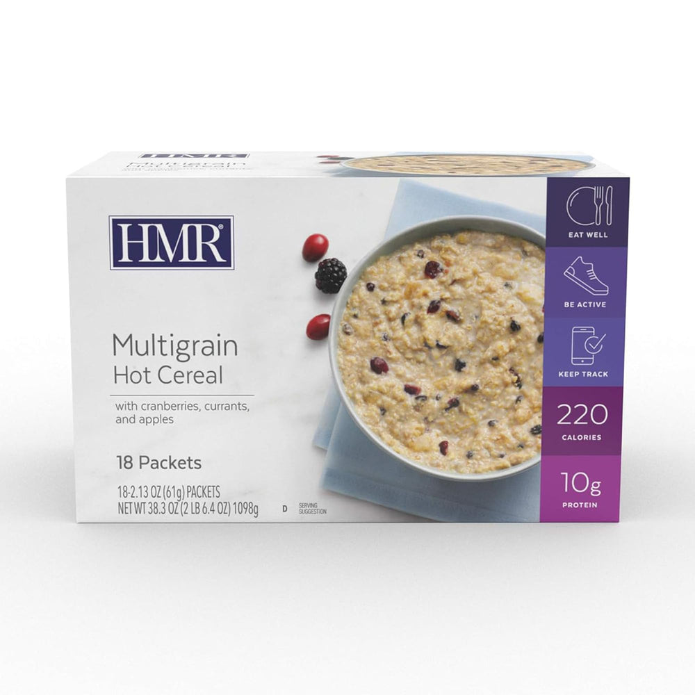 HMR multigrain hot cereal bowl ready to customize with toppings.