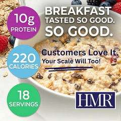HMR multigrain hot cereal being poured into a cup for a quick morning meal.