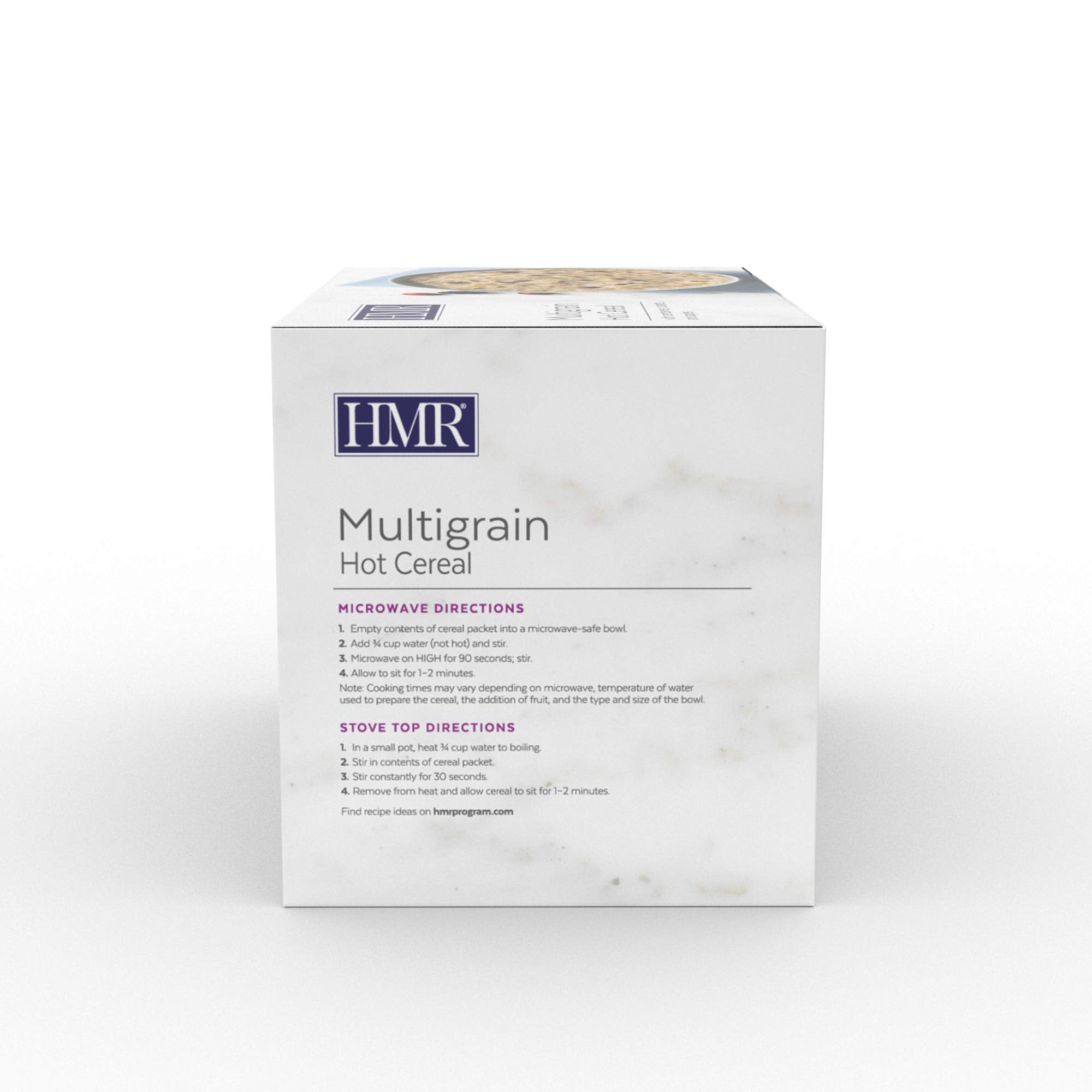 HMR multigrain hot cereal enjoyed as a low-calorie snack option.