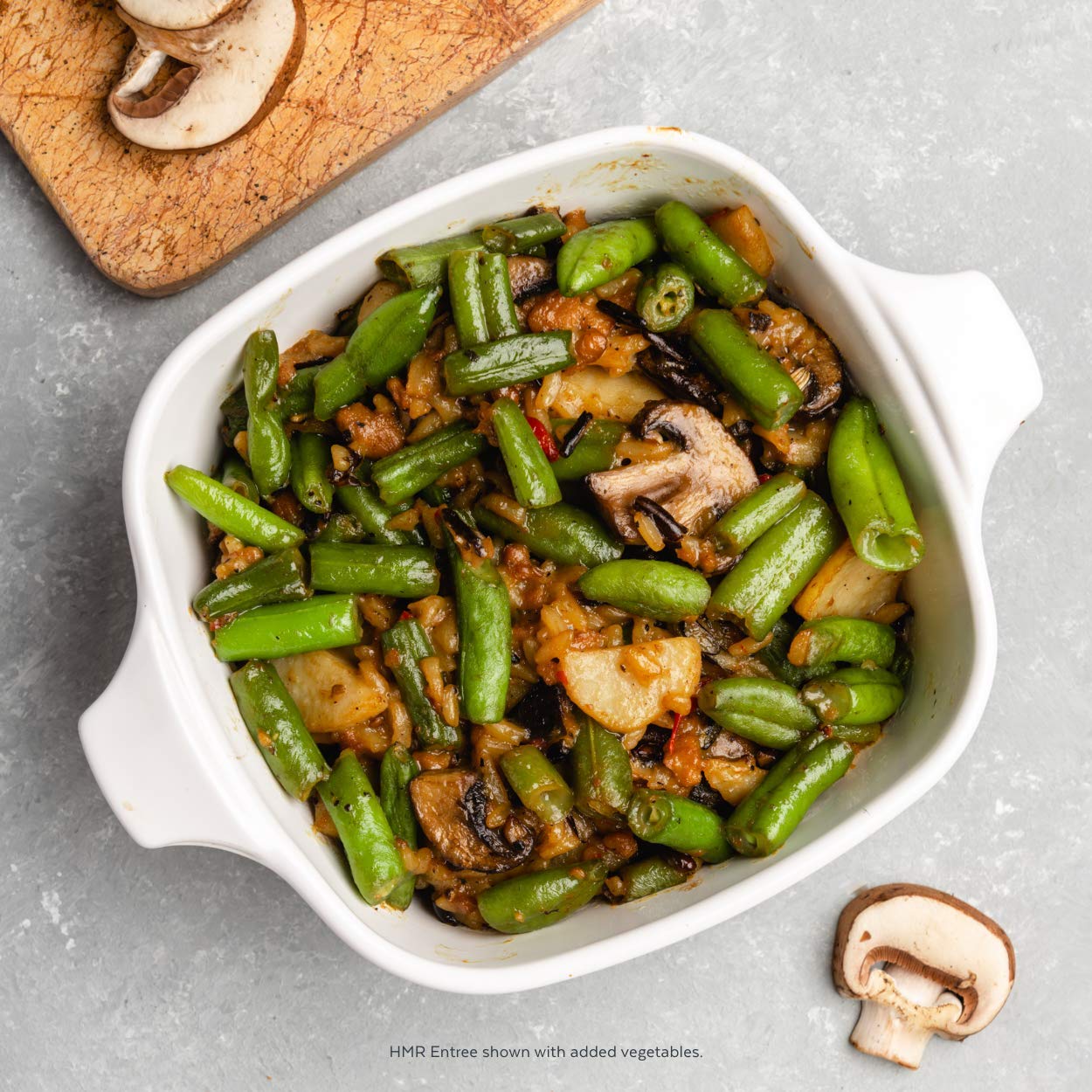 HMR Mushroom Risotto Entrée shelf-stable packaging for travel and office meals.