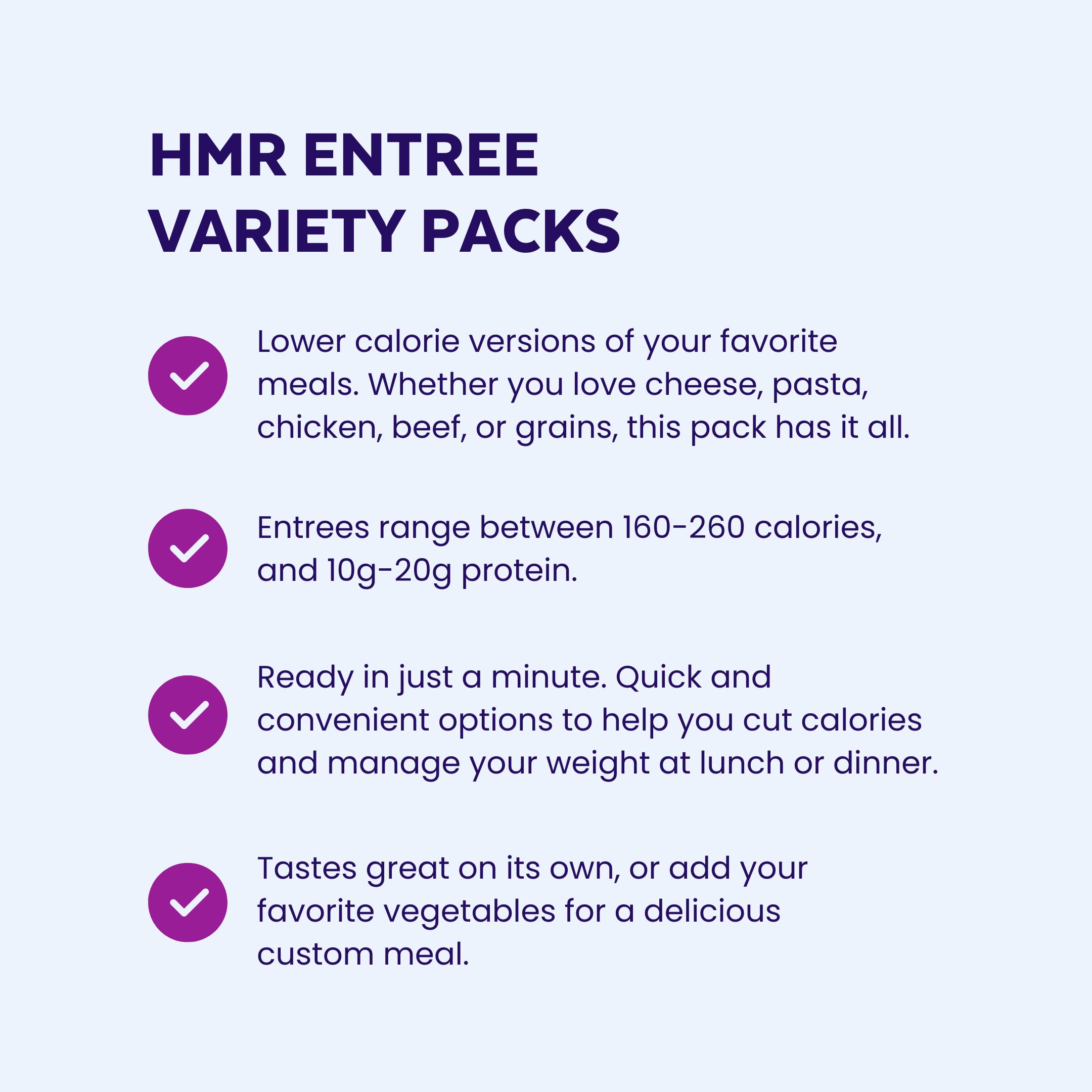HMR Pasta Classics 6-pack display for easy weekly meal planning