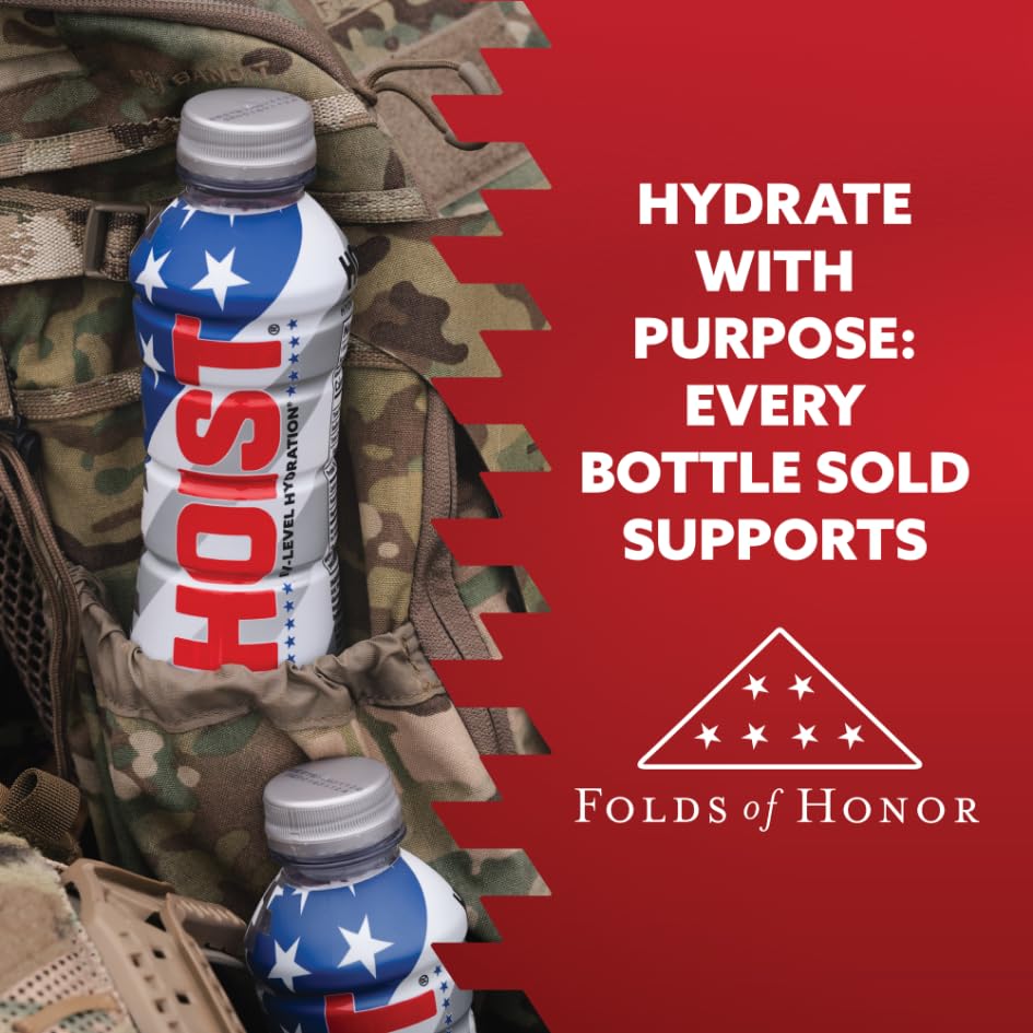HOIST 16 oz bottle in 12-pack packaging perfect for travel and workouts.