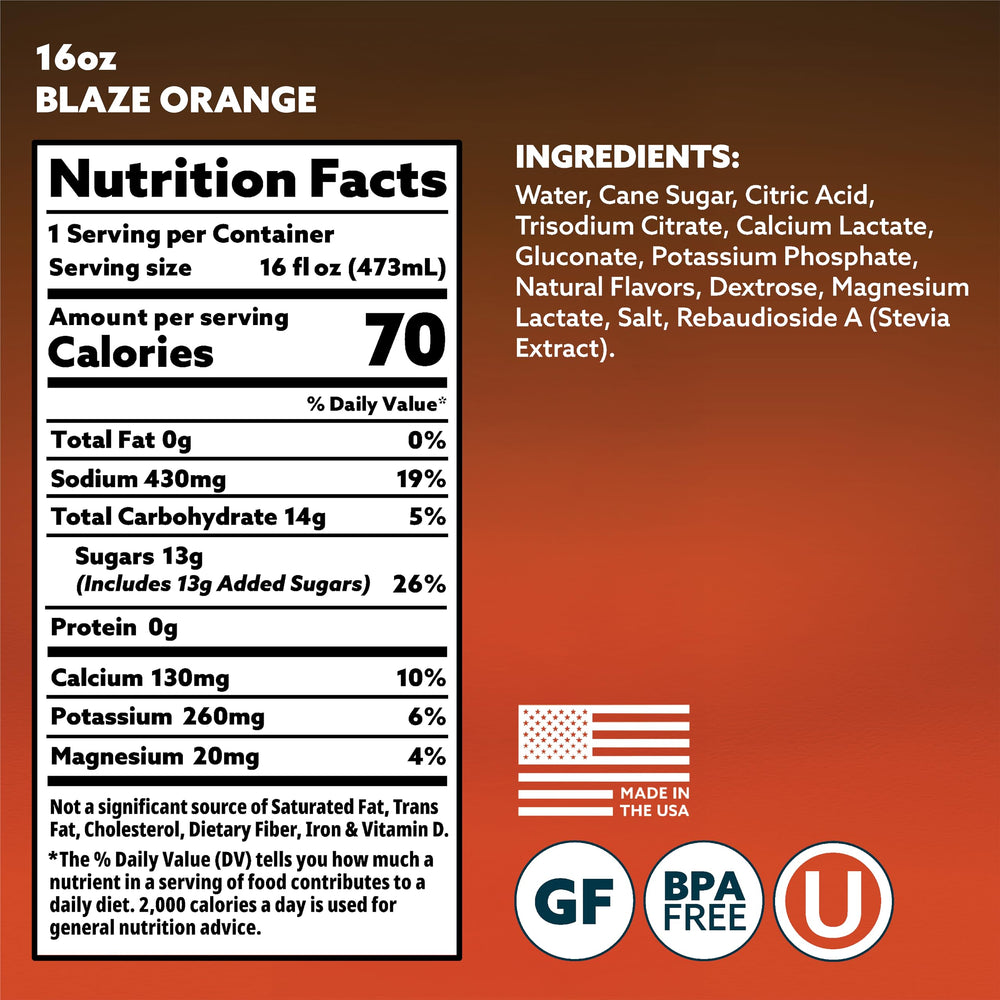HOIST blaze orange 16 oz pack ready for endurance training and travel.