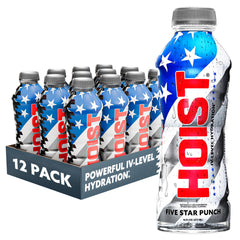 HOIST Premium Military Hydration bottle showing electrolyte-rich drink for rapid hydration.