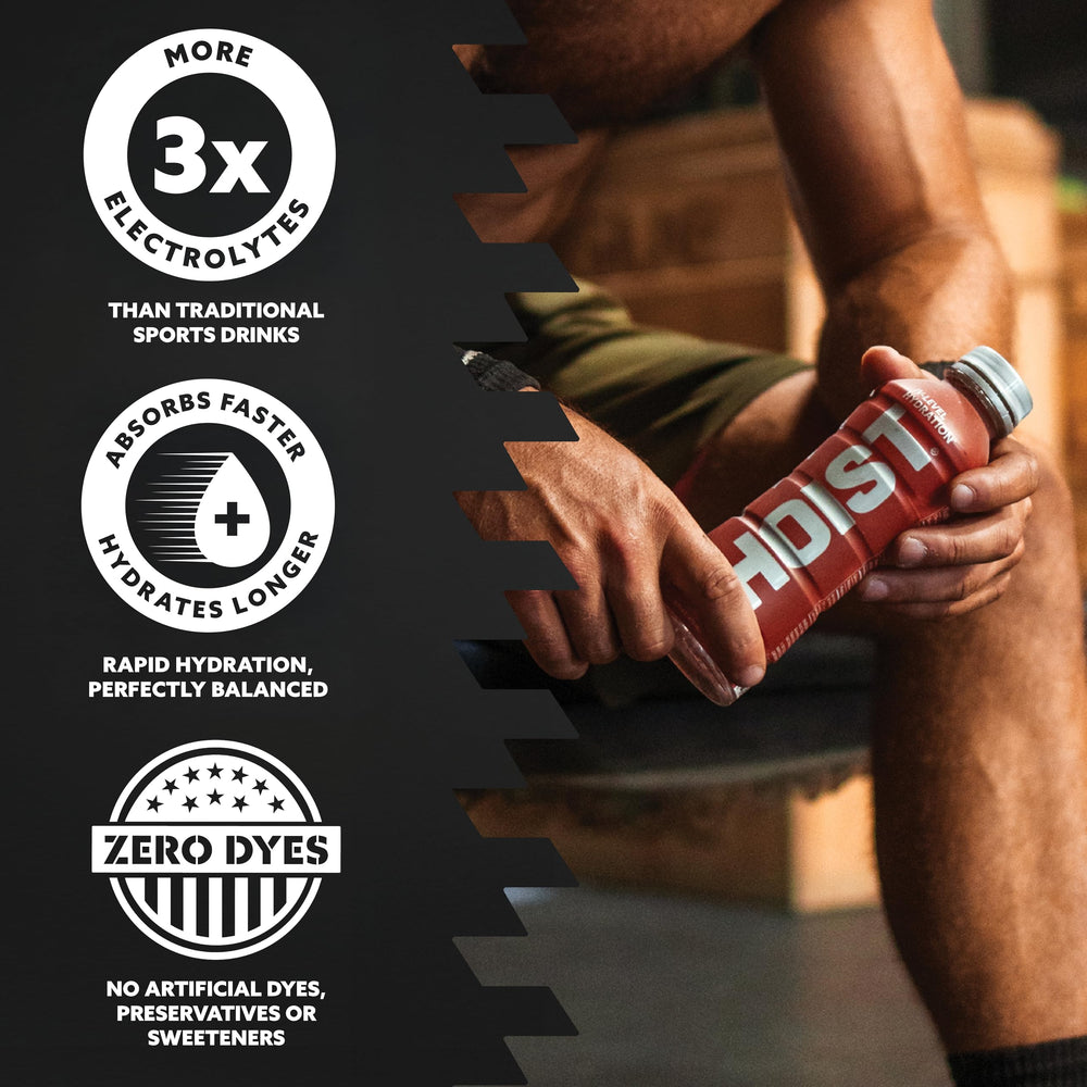 HOIST variety-pack-front-peach-mango highlights an uplifting flavor for post-workout recovery.
