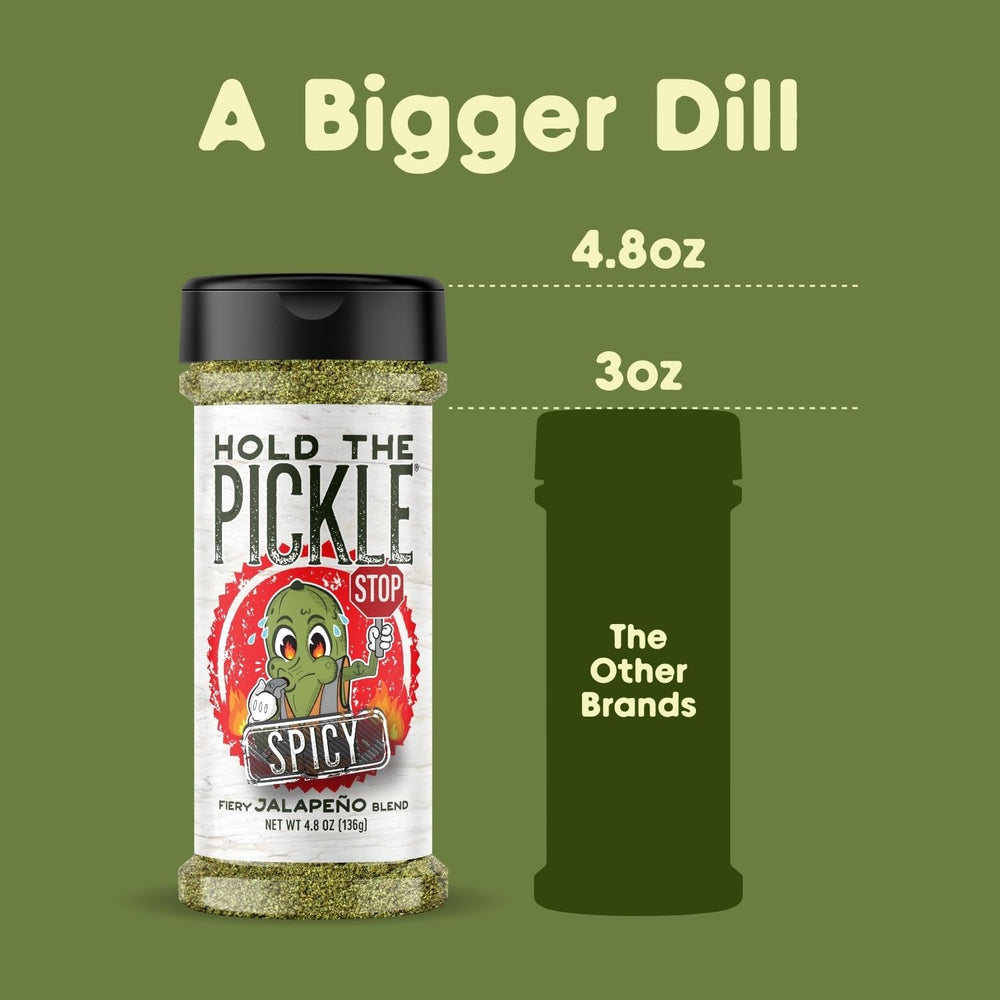 Shaker bottle with Hold The Pickle label visible, promoting vegan and gluten-free notes.