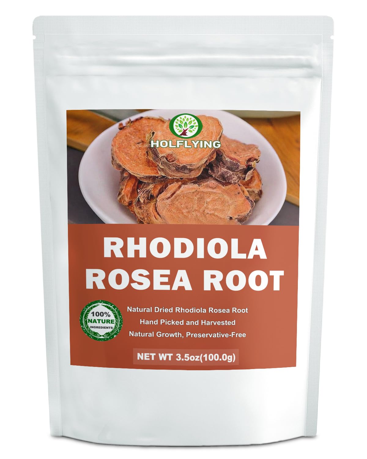 HOLFLYING Rhodiola root cut for tea, ready to steep for caffeine-free warmth.