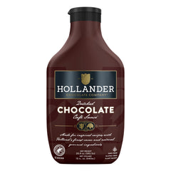 Hollander Chocolate Cafe Sauce bottle shows premium dutched cacao for rich flavor