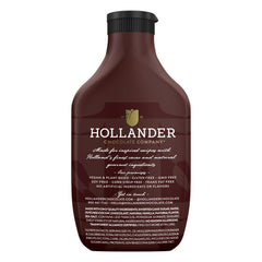 Hollander Chocolate Cafe Sauce being poured over dessert enhances mochas and hot cocoa