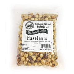 Holmquist Hazelnuts dry-roasted with sea salt in a resealable bag.