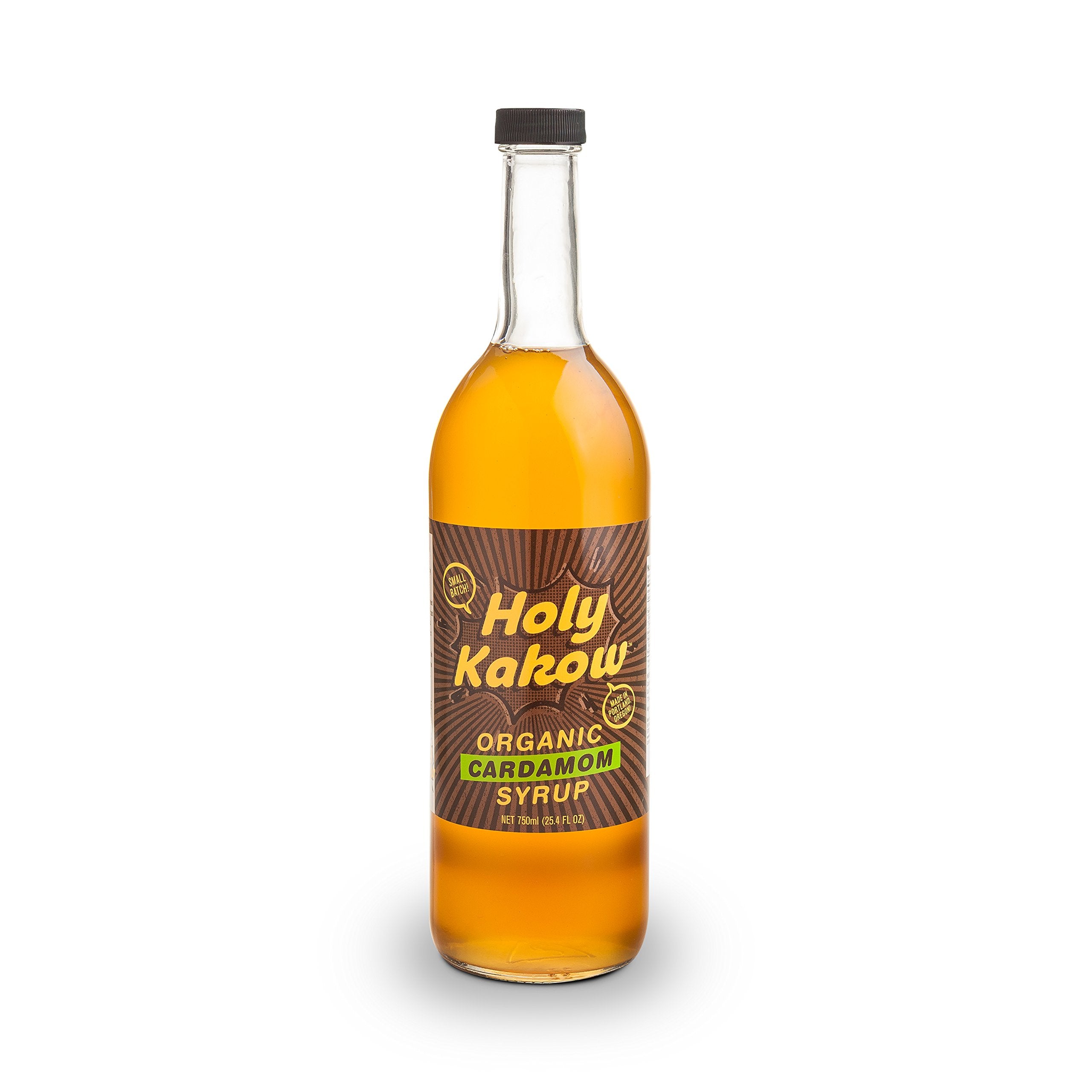Holy Kakow Cardamom Syrup bottle on table for rich coffee flavor