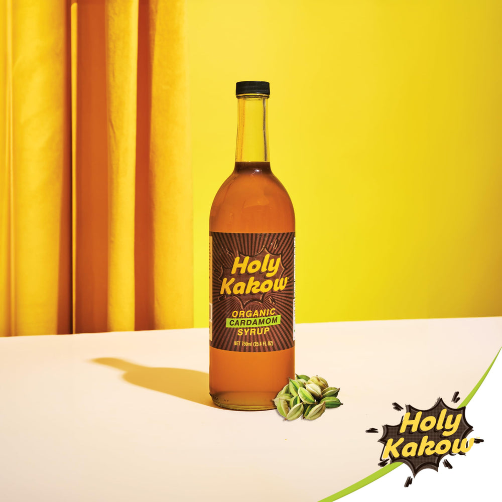 Holy Kakow Cardamom Syrup ingredients closeup featuring real-food elements