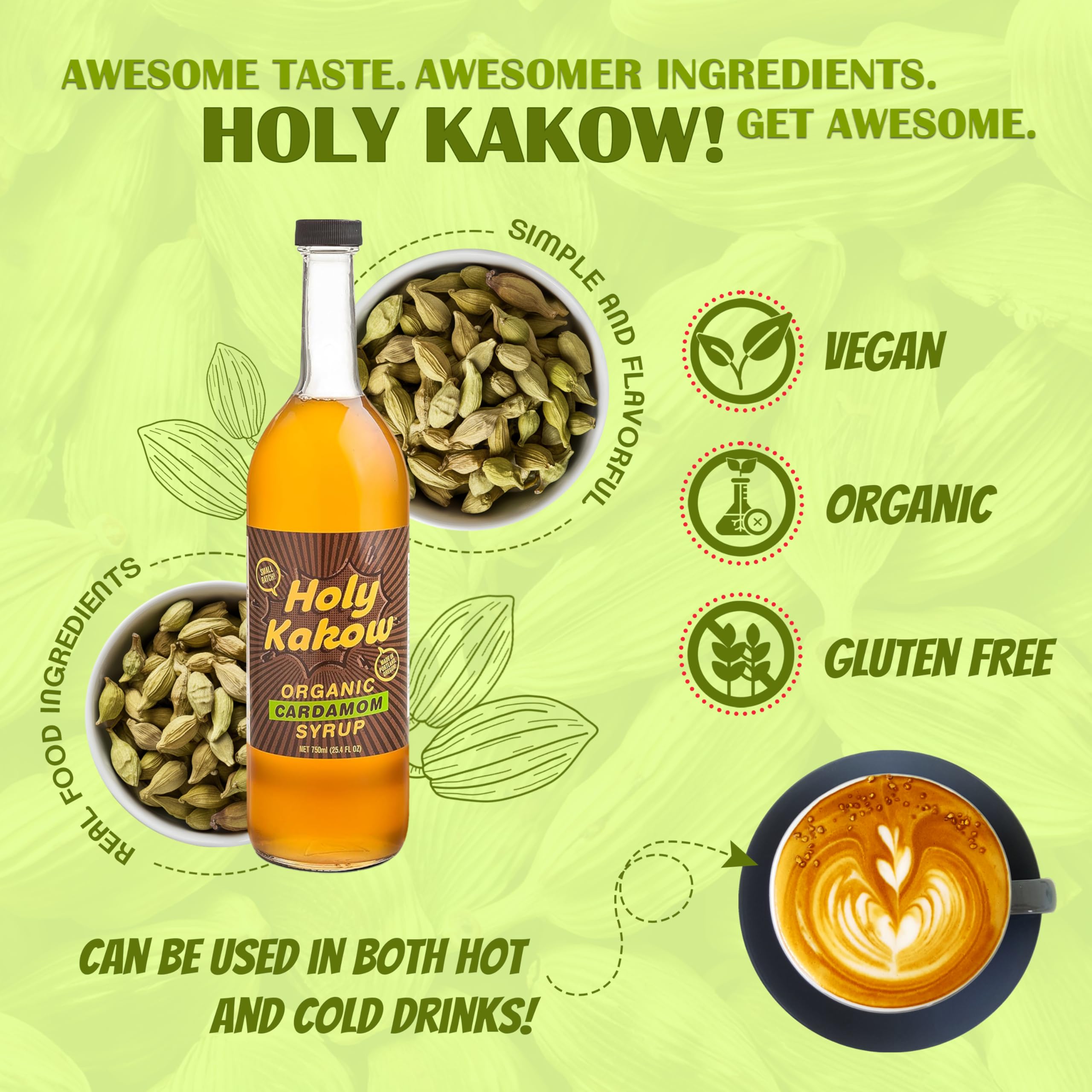 Holy Kakow Cardamom Syrup latte with creamy milk and spice