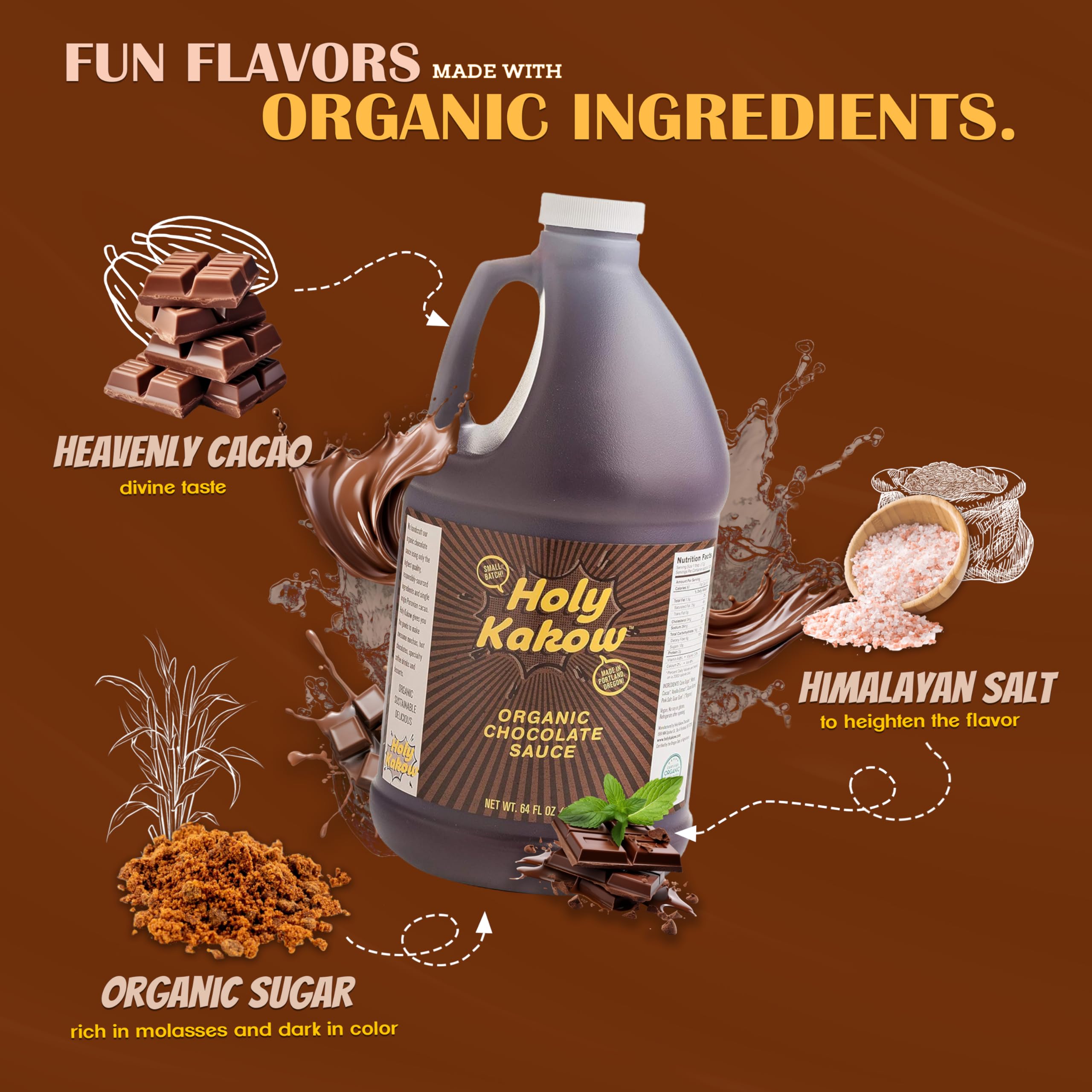 Holy Kakow Ice Cream topping—rich chocolate drizzle on frozen treats.