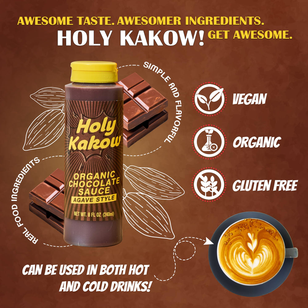 Close-up of Holy Kakow Organic Agave Nectar, highlighting natural sweetness.
