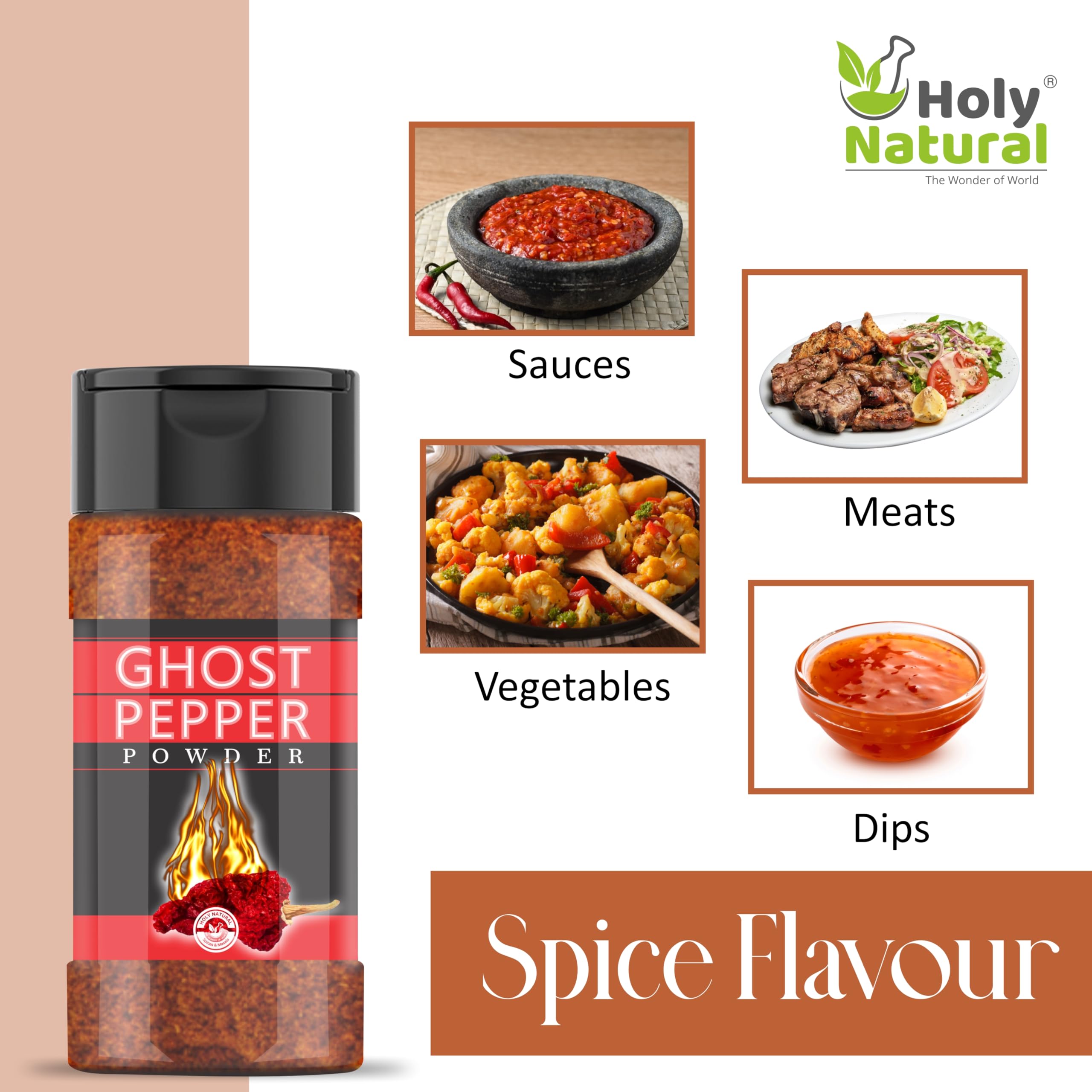 Ghost Pepper Powder bottle on kitchen counter for easy seasoning