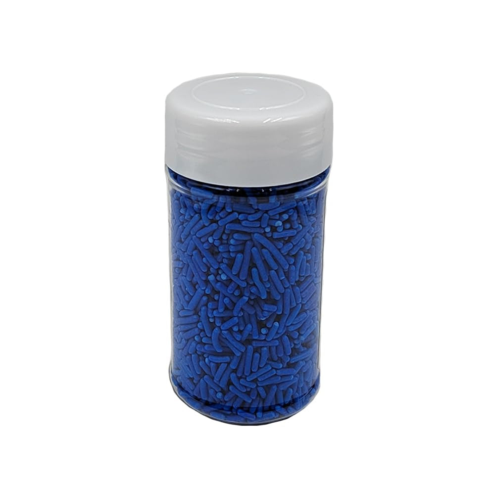 Homankit Blue Jimmies sprinkles show expiration date clearly on the bottle.