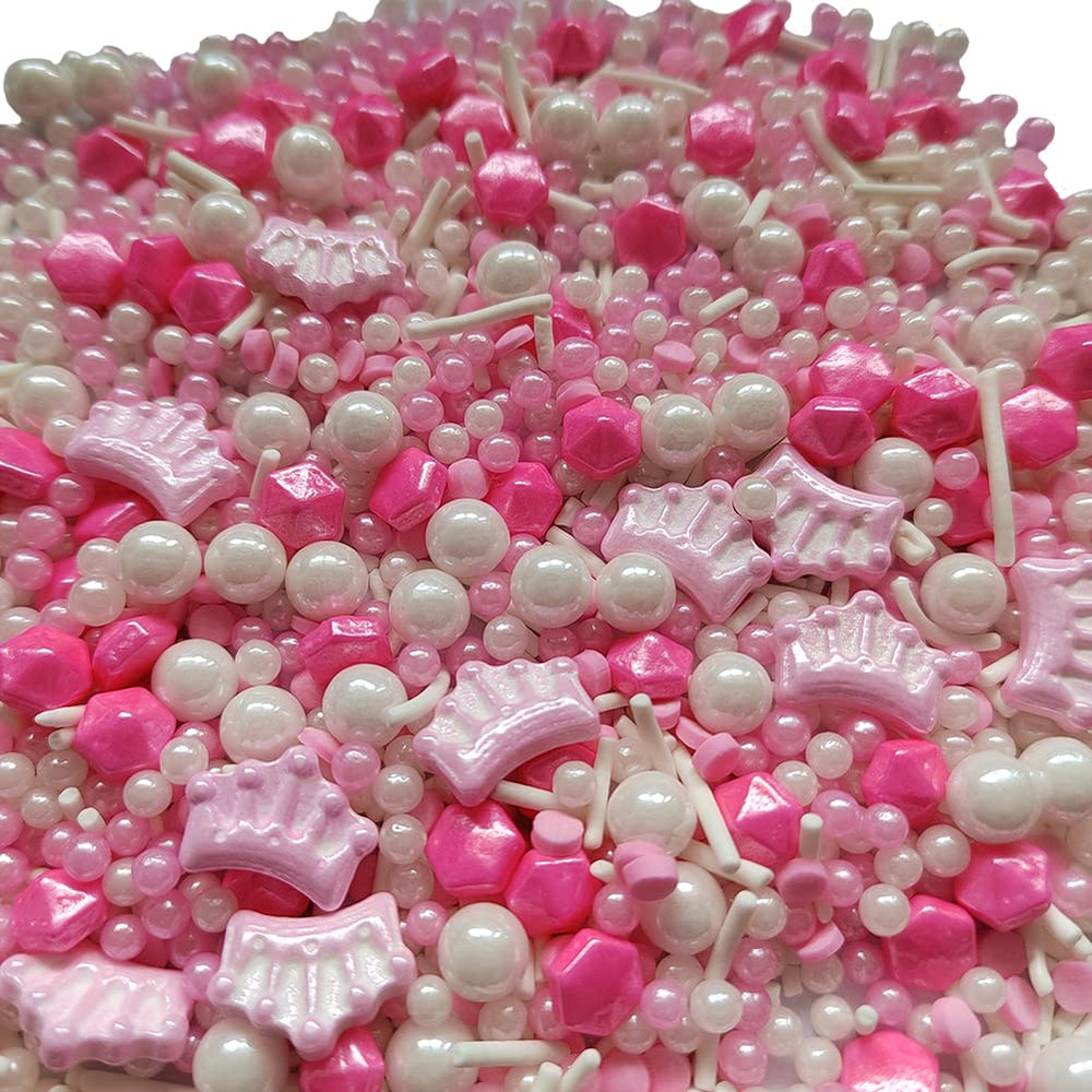 Homankit cake decorating with pink crown sprinkles for cupcakes and cookies