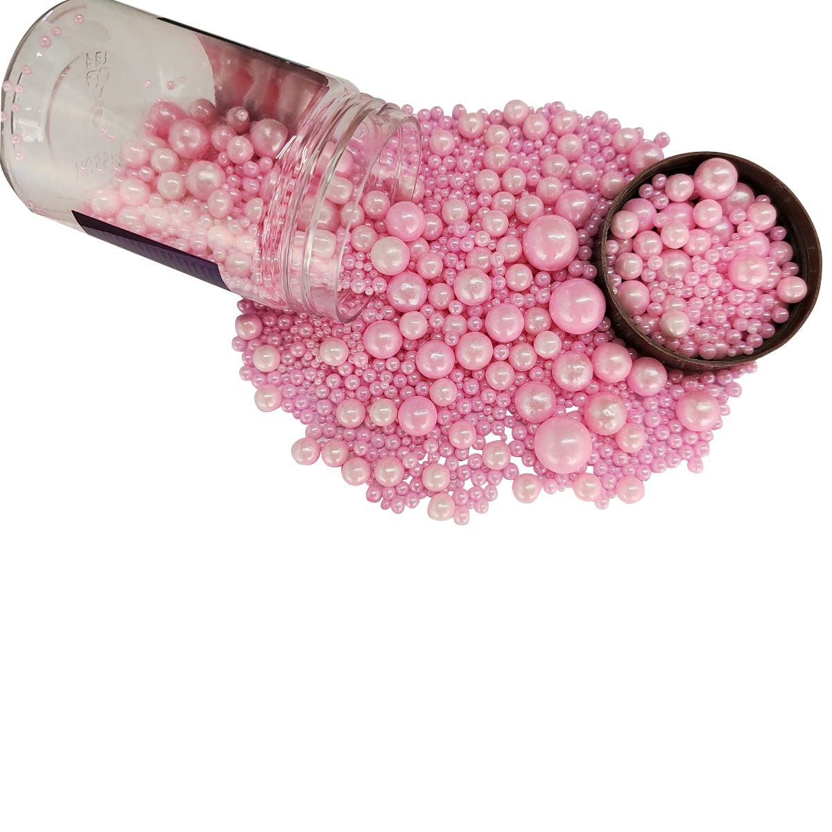 Homankit pink sugar pearls bottle adds vibrant decor to cakes and cupcakes for festive occasions.