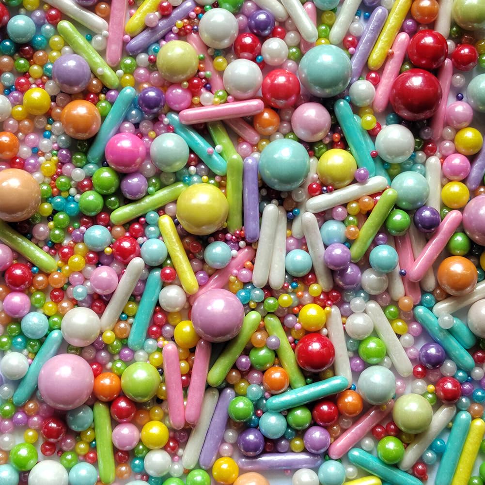 Homankit rainbow pearl sprinkles bottle for vibrant cake decorating.