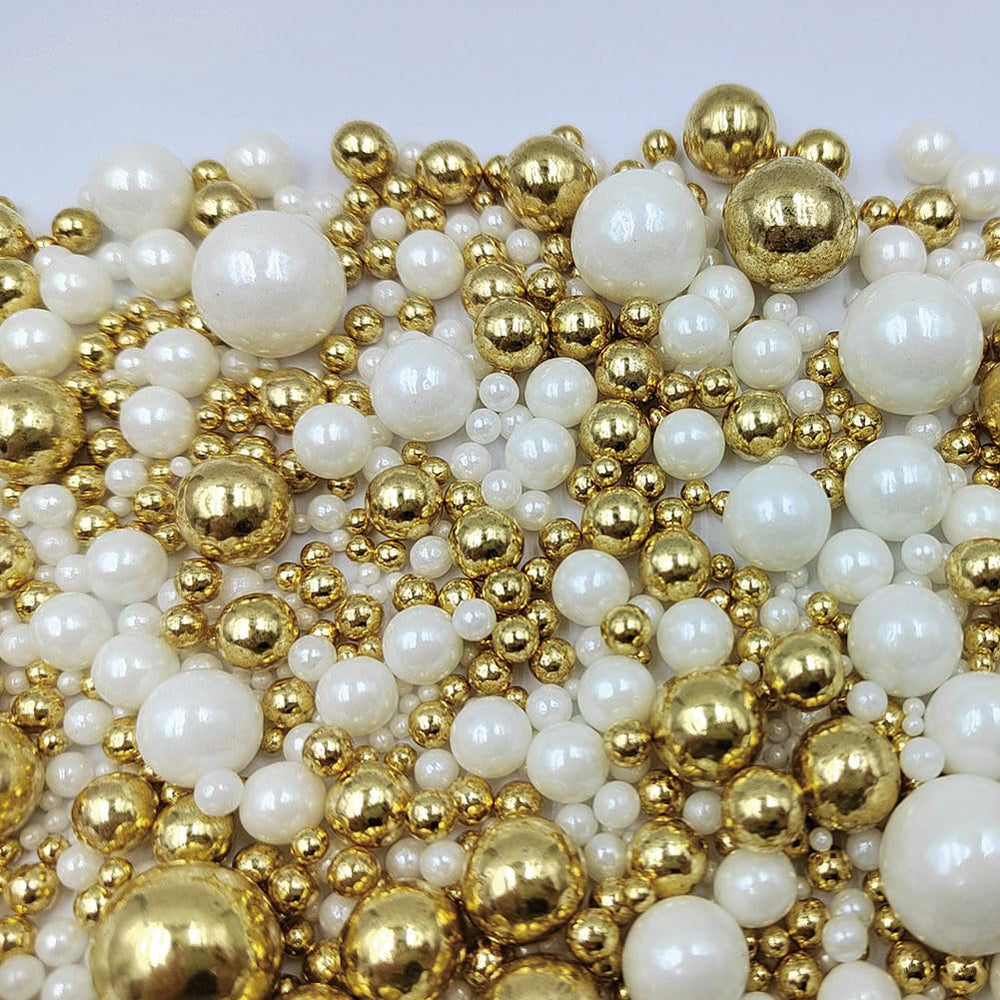 Homankit holiday desserts featuring gold and white sugar pearls.
