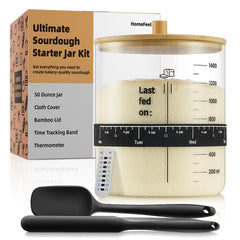 HomeFeel premium sourdough starter jar with 50 oz capacity for multiple loaf batches