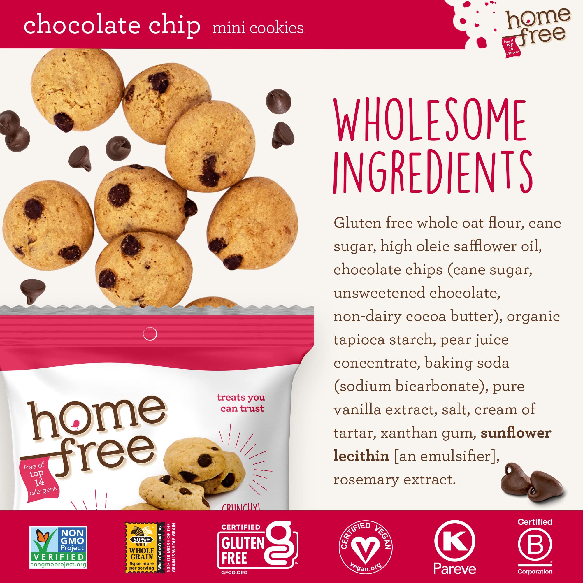 Homefree 140-calorie nutrition info on pack supports mindful snacking