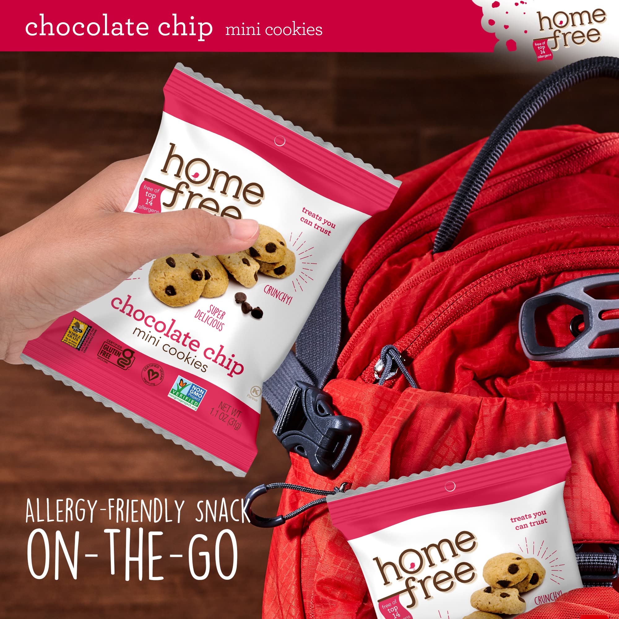 Homefree close-up of chocolate chips and crumbly texture highlights tasty gluten-free bite