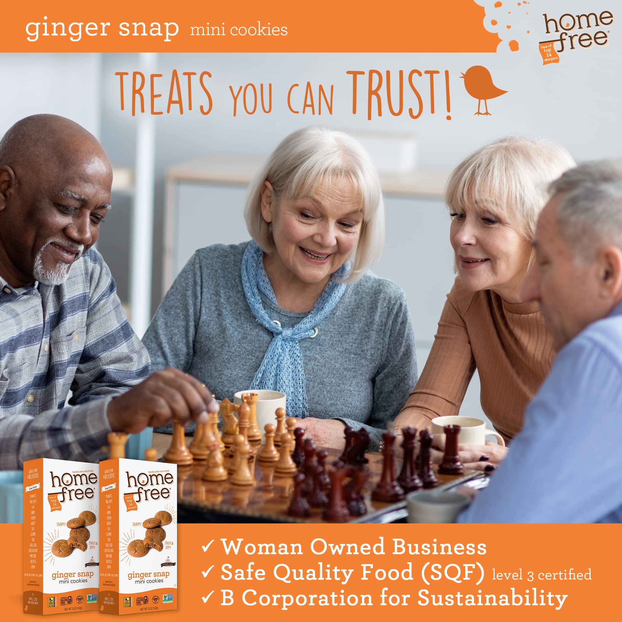 Low-sodium, trans-fat-free formula shown near ginger snaps.
