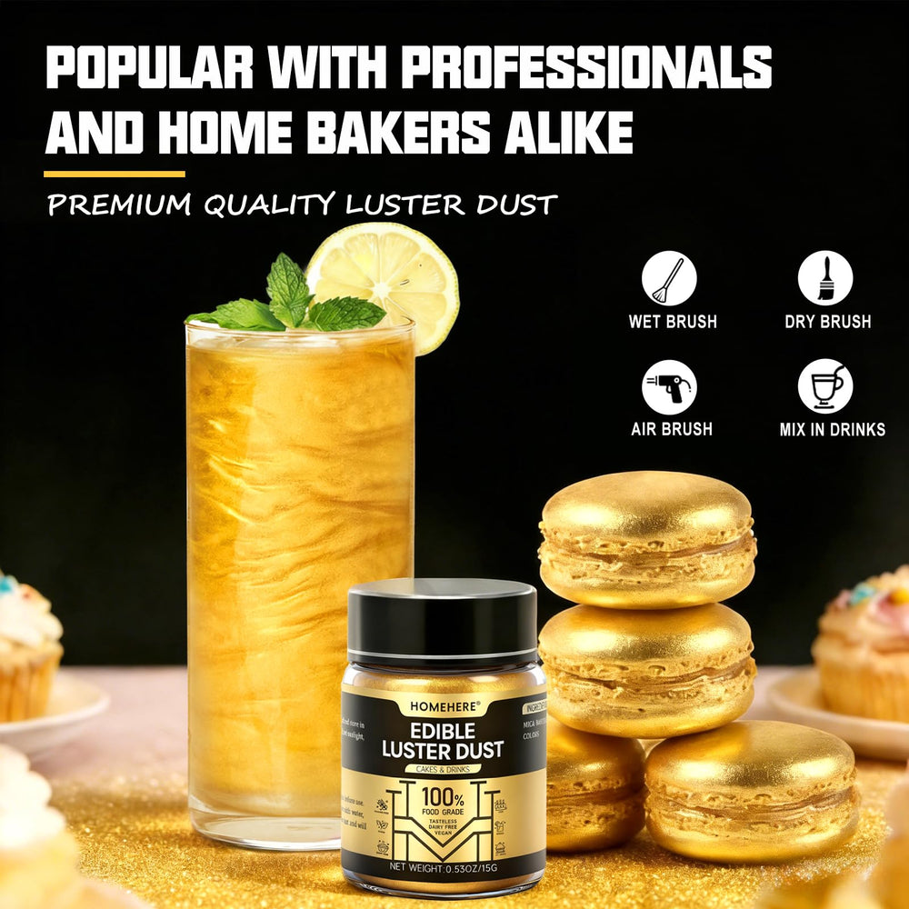 HomeHere Luster Powder Dust green glimmer on macarons for seasonal accents