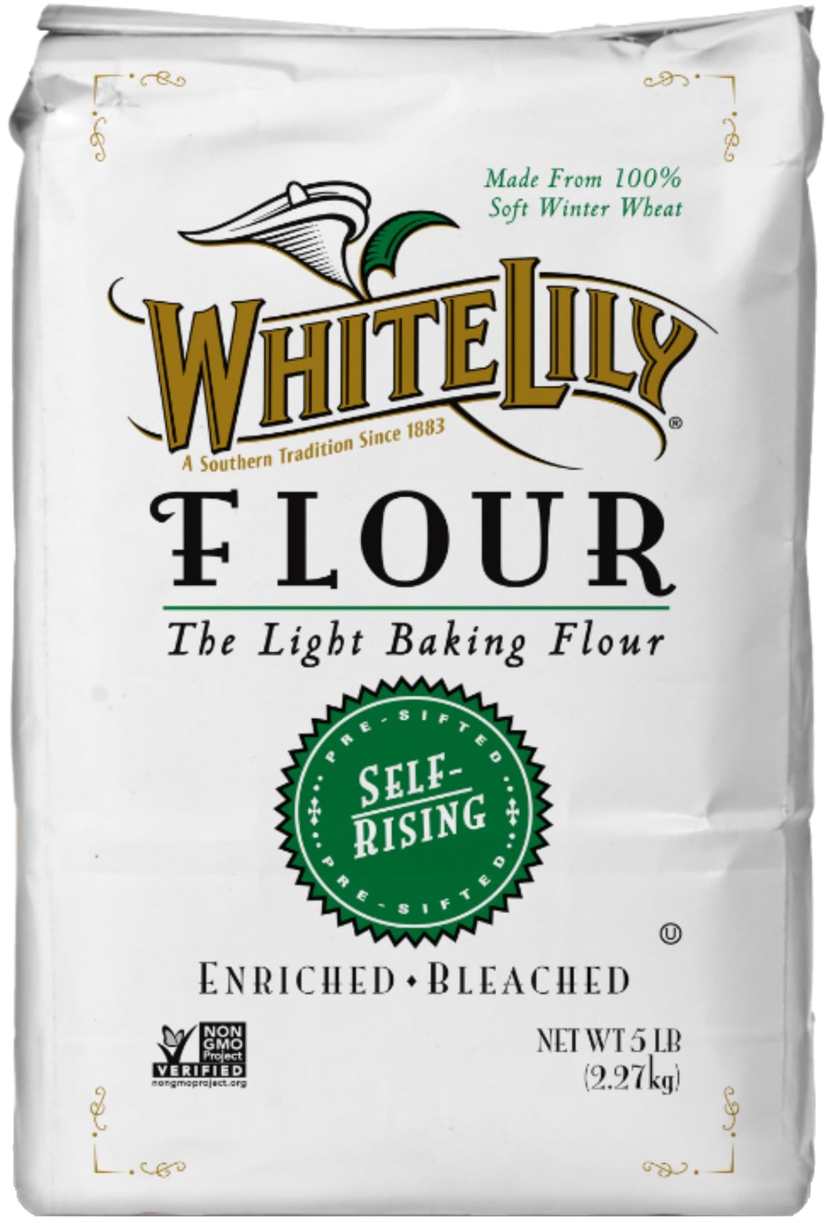 White Lily self-rising flour bag 80oz from Hometown Foods for light, flaky biscuits.