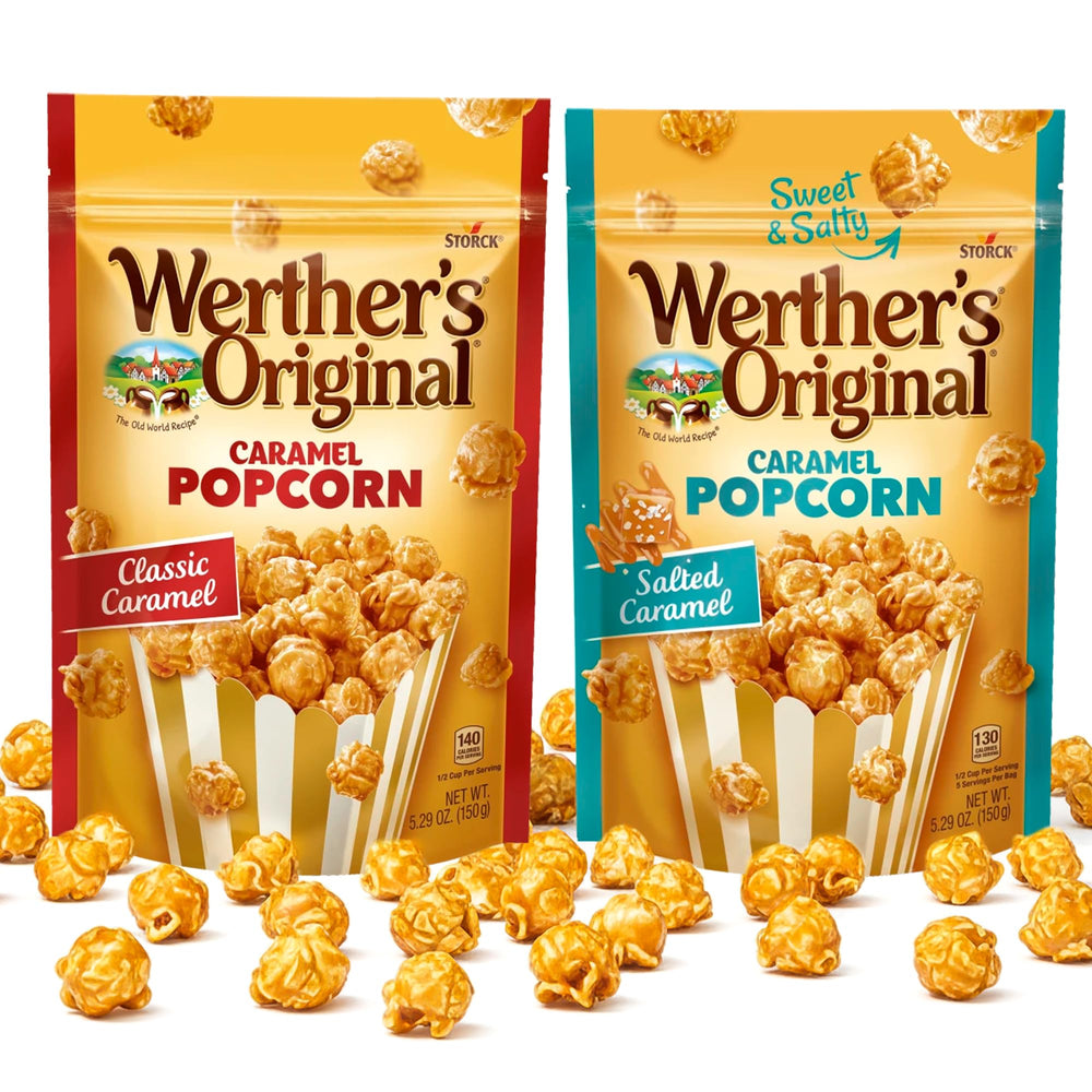 Hominics Werther's caramel crunch popcorn classic bag for rich flavor