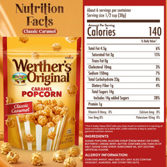Hominics Werther's caramel crunch popcorn salted bag with bold caramel flavor