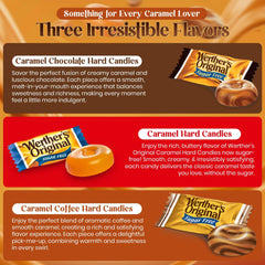 Hominics Werthers chocolate caramel flavor candy, rich taste without sugar.