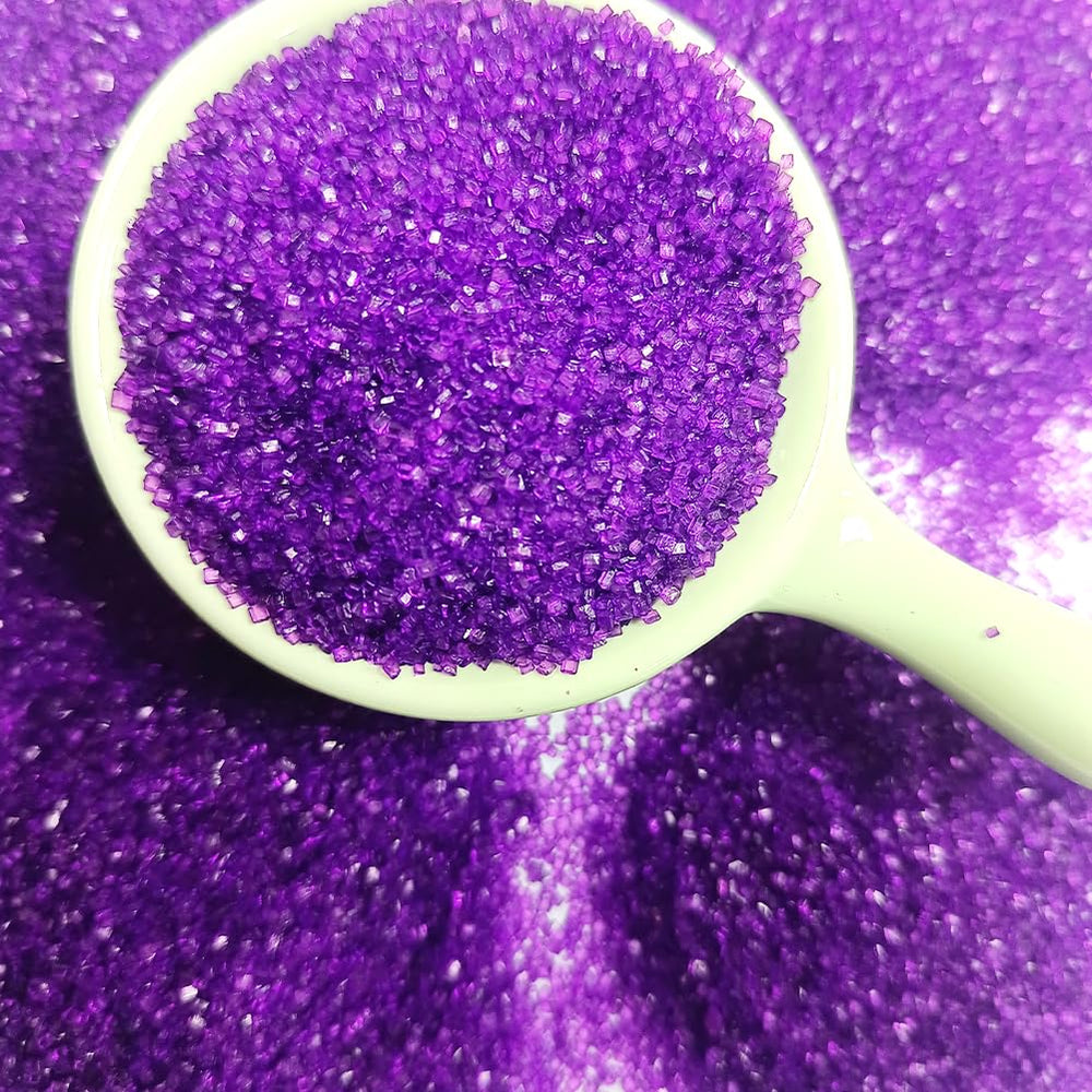 Homipooty sugar crystals for cake decor create a frosted, luxurious look.