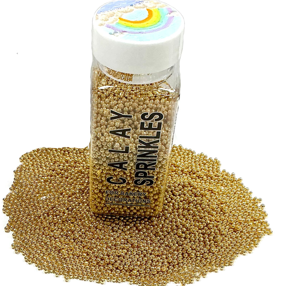 Homipooty 2mm gold beads sparkle on lava cakes with elegance